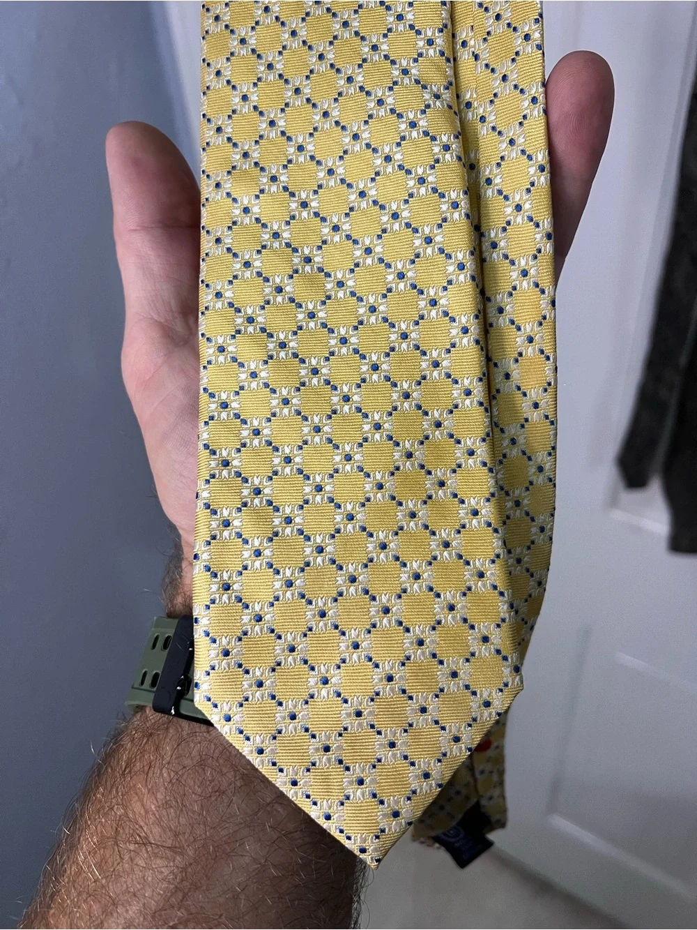 Chaps Yellow Geometric Silk Neck Tie